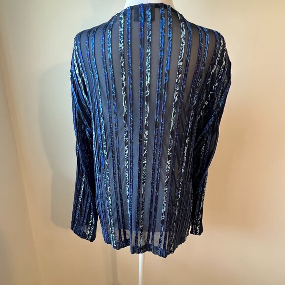 ✨Chico's Travelers Collection Sheer Open Cardigan Jacket Size 2 (L) Blue✨ - Picture 6 of 13